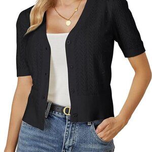 NWT Grace Karin Short Sleeve Cropped Cardigan Sweater Top - Size XL